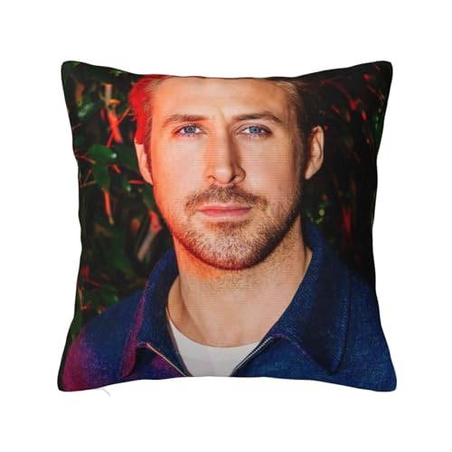 GOPEO Ryan Gosling Throw Pillow Covers Vintage Graphic Pillowcase Square Cushion Cover 24'x24'