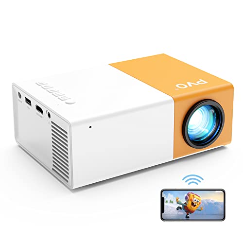 Mini Projector, PVO WiFi Projector Support 1080P 200' Portable Movie Projector, Phone Can Connect to Movie Wirelessly, Compatible with Smartphone/ Tablet/ Laptop/ TV Stick/ USB Drive