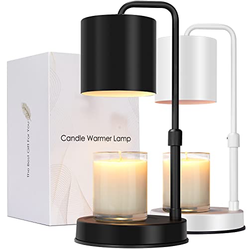 zukakii Candle Warmer Lamp Adjustable Height Dimmable Candle Lamp Warmer with Timer Compatible with Large Jar Candles No Flame Scented Candle Wax Warmer with 2 Bulbs Mothers Day Gift -Black