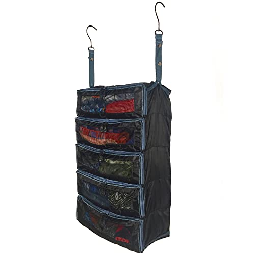 Pack Gear Hanging Luggage Organizer - Our Large Suitcase Organizer Fits Any Suitcase - Our Hanging Luggage Organizer Uses Mesh Windows to Make it Easy to Find your Clothes (Black, Check-In Size)