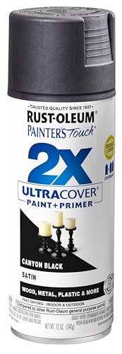 Rust-Oleum 346951 Painter's Touch 2X Ultra Cover Spray Paint, 12 oz, Satin Canyon Black