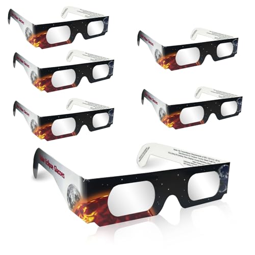 TOILOVO Solar Eclipse Glasses (6 Pack) - CE and ISO Certified Safe Shades for Direct Sun Viewing