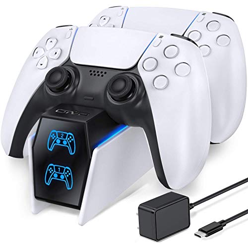 PS5 Controller Charger PS5 Accessories Kits with Fast Charging AC Adapter 5V/3A, Dual Controller Charging Stand for Playstation 5, Docking Station Replacement for DualSense Charging Station