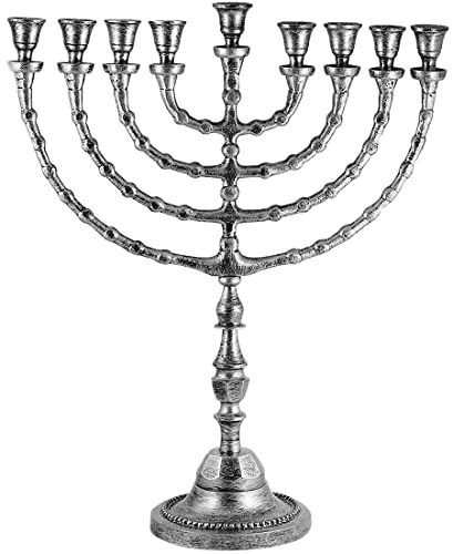 Extra Large Traditional Chanukah Menorah use with Thick Shabbat Candles or Oil Cups Antique Looking Hanukkah Minorah, for Shul, Synagogue, Temple 21' Tall - Large Chanukiahs by Zion Judaica
