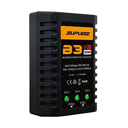 SUPULSE LiPo Battery Charger 2S-3S RC Balance,AC 7.4-11.1V 10W Upgrade Version B3AC Pro Compact Charger (B3V2)