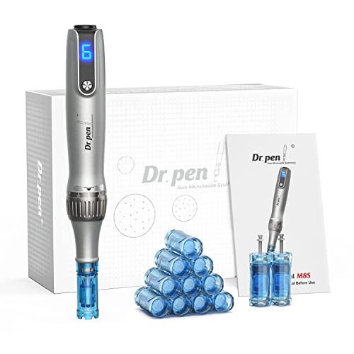 Dr.Pen Ultima M8S Microneedling Pen: Wireless Microneedle professional Skin Pen for Face & Body & Hair Beard Growth - 12 Replacement Cartridges