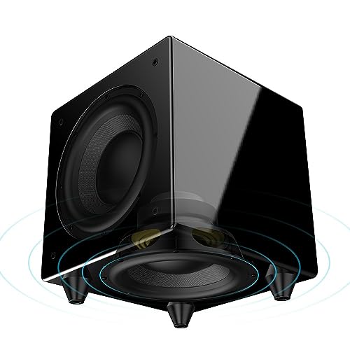 OSD Nero Dual X8 Dual 8' Powered Subwoofer 300W, Dynamic Active and Passive Woofers, Piano Black Finish