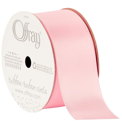 Berwick Offray Wide Double Face Satin Ribbon, Light Pink, 1 1/2 in x 12 ft (38 mm x 3.6 m)