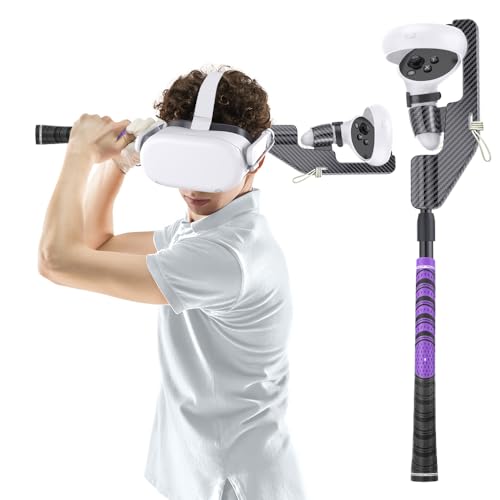 KPNEOL VR Golf Club for Oculus Quest 2, with Real Golf Grip, VR Golf Club Handle Extension Accessory Enhance Immersive VR Game Experience, Purple