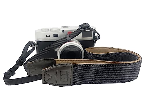 AOLLCCAE Black Camera Strap, 1.5' Wide Soft Pure Cotton Woven Camera Strap, Adjustable Vintage Neck & Shoulder Strap for All DSLR