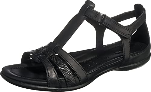 Ecco Womens Flash T-Strap Gladiator Sandal, Black, 39 EU/8-8.5 M US