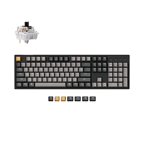 Keychron C2 Pro Wired Custom Mechanical Keyboard Full Size Layout QMK/VIA Programmable Macro White Backlit with Keychron K Pro Brown Switch OEM Profile Double-Shot PBT Keycaps for Mac Windows Linux