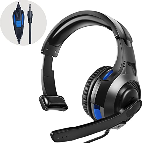 One Ear Gaming Headset for PS5/PS4/Xbox Series S/Xbox Series X, Wired Online Game Unilateral Headset, 50mm Drivers|Detachable Mic|3.5mm Headphone Jack for Switch Lite, Xbox One, Laptop/Phone