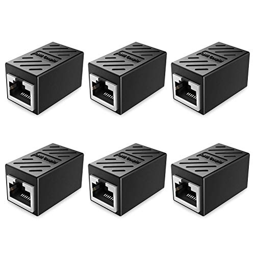 DGTJEVU RJ45 Coupler Ethernet Cable Extender 6 Pack in Line Network Cable Coupler Cat7 Cat6 Cat5 Cat5e Ethernet Coupler Adapter Female to Female, Black