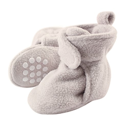 Luvable Friends baby girls Cozy Fleece Booties Slipper Sock, Grey, 0-6 Months Infant US