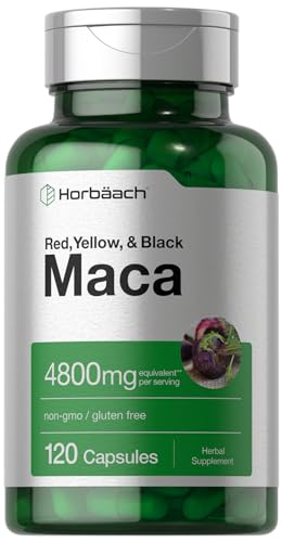 Horbäach Maca Root Capsules | 120 Pills | High Potency Extract for Men and Women | Non-GMO and Gluten Free Formula