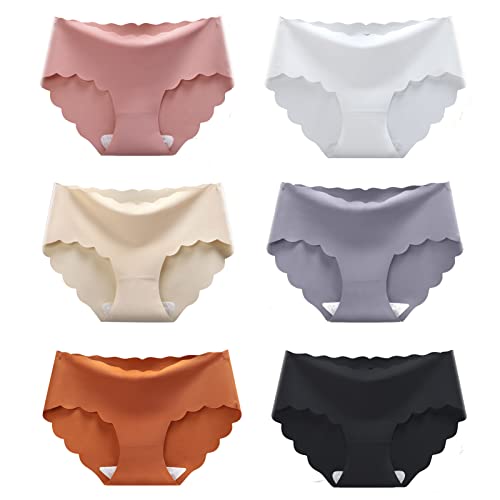 Democool Women's Seamless Hipster No Show Invisible Ice Silk Stretch Underwears 6 Pack Bikini Underwear Panty