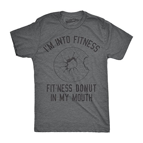 Mens Fitness Donut in My Mouth T Shirt Funny Foodie Gift Sarcastic Tee for Guys Mens Funny T Shirts Food T Shirt for Men Funny Fitness T Shirt Novelty Tees Dark Grey L