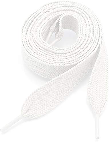 Thick Flat 3/4' Wide Shoelaces Solid Color for All Shoe Types (White)