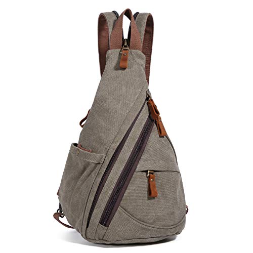 KL928 Canvas Sling Bag - Small Crossbody Backpack Shoulder Casual Daypack Rucksack for Men Women