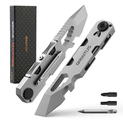 EDC Pry Bar Multitool with Bi-Directional Ratchet Screwdriver & Everlasting Pen, Wrenches, Crowbar, Bottle and Box Openers - Your Versatile Companion for Everyday Carry and Camping Accessories