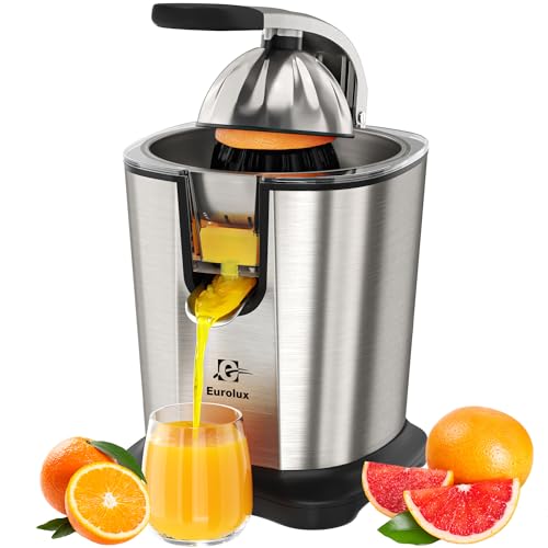 Eurolux Electric Citrus Juicer Power Pro - ELCJ-3000 - with 300 Watts of Power, This is The Most Powerful Juicer, for an Easy Smooth Juicing Experience | with Its New Updated Design