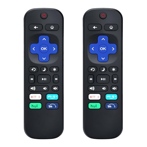 (Set of 2) Replacement Remote Controls Exclusively for Roku TV: Compatible with TCL, Hisense, Onn, Sharp, Element, Westinghouse, and Philips Roku Series Smart TVs (Not for Roku Stick or Box)