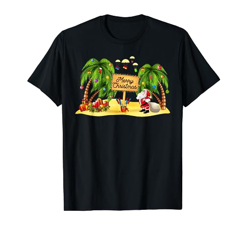 Christmas Palm Tree Tropical Xmas Coconut Lights Pajamas T-Shirt