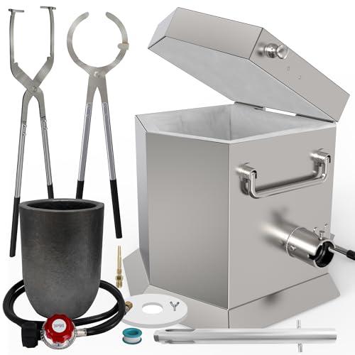 CANALHOUT 7KG/15lbs Propane Melting Furnace Kit with Two Tongs and Crucible, All New Kiln Metal Foundry Furnace Smelting Gold Silver Copper Aluminum, Metal Recycle Home Smelting Casting Tool