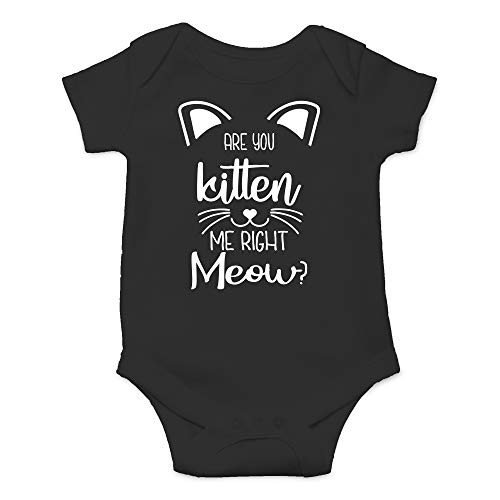 You Kitten Me Right Meow - Crazy Cat Lover - Funny One-piece Infant Baby Bodysuit (12 Months, Black)