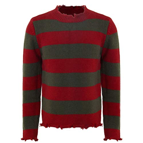 Adult Mens Striped Deluxe Jumper Sweater Knitted Nightmare On Elm St Halloween Fancy Costume (XX-Large-3X-Large) Red