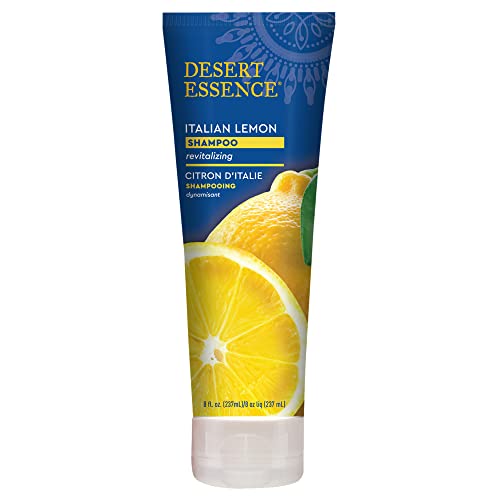 Desert Essence, Italian Lemon Shampoo 8 fl. oz. - Gluten Free - Vegan - Cruelty Free - Lemon Peel Oil and Aloe - Removes Excess Oil - Clarifying - Enhances Shine