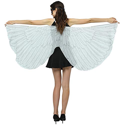 Ypser Halloween Party Wings Shawl for Women Fairy Ladies Costume Cape White