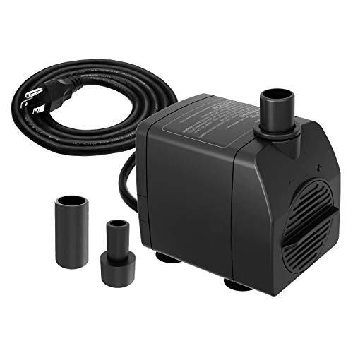 Knifel Submersible Pump 200GPH (800 L/H 15W) Ultra Quiet with Dry Burning Protection 5.2ft High Lift for Fountains, Hydroponics, Ponds, Aquariums & More…