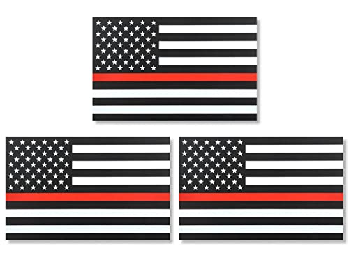 JBCD Thin Red Line American Firefighter Flag Magnet Decal - for Car Truck SUV (3 Pack, 3x5 Inches)