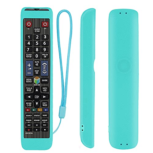 Protective Silicone Remote Case for Samsung RM-D1078+ BN59-01178W BN59-01198X BN59-01179B AA59-00582A Shockproof Washable Skin-Friendly Remote Control Cover with Loop (Glow in Dark Blue)