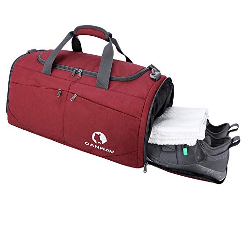 Canway Sports Gym Bag, Travel Duffel bag with Wet Pocket & Shoes Compartment for men women, 45L, Lightweight