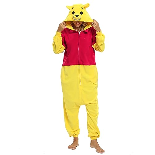 NAITOKE Pooh Bear Costume Character Onesie Adult Sleepwear Homewear,170-178cm(5'7'-5'10')