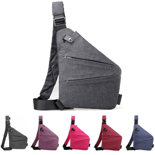 Wander Plus Anti Theft Travel Bag, Anti-Theft Slim Sling Bag, Anti-Theft Crossbody Travel Bag for Women Men (Gray, Right shoulder)
