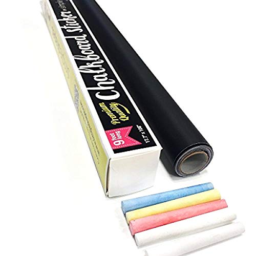 Extra Large Chalkboard Peel and Stick Paper 9 Feet roll (108 inches) + (5) Color Chalk Included - by Simple Shapes