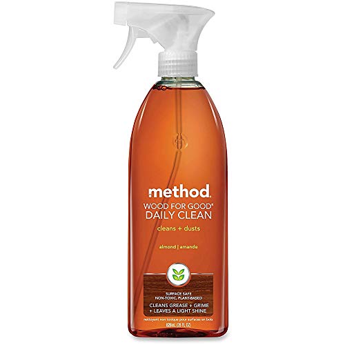 Method Daily Wood Cleaner, Almond, Plant-Based Formula That Cleans Shelves, Tables and Other Wooden Surfaces While Removing Dust & Grime, 28 oz Spray Bottles, (Pack of 1)