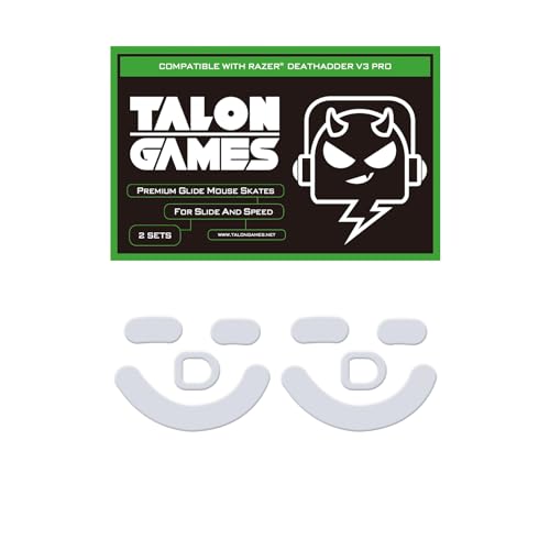 2Sets of TALONGAMES Rounded Curved Edges Mouse Feet Skates Compatible with Razer DeathAdder V3 Pro Gaming Mouse Feet Replacement,0.8mm,Pure PTFE Material with Super Smooth Glide Pads