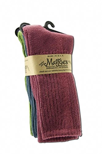 Maggie's Organics Cotton Tri-pack Cushion Crew Socks (Raspberry/Navy/Forest, 9-11)