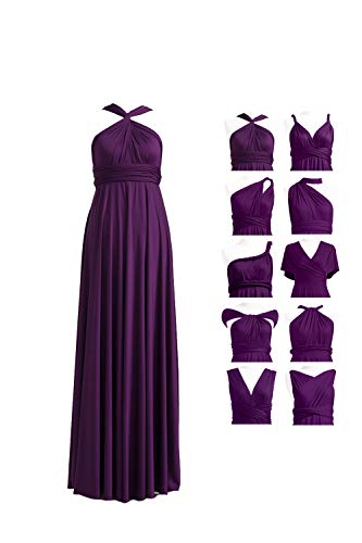 Women's Convertible Dress Junior's Maxi Vintage Bridesmaid Wedding Formal Evening Party Prom Evening Gown Haltery Dress Dark Purple