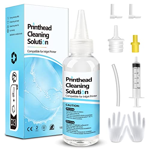 Fosgoit Printhead Cleaning Kit Inkjet Printer, Printer Cleaning Kit for Epson Ecotank Printer, Printer Cleaner Kit for HP, Inkjet Printer Head Cleaning Solution for Brother Print Head Liquid Nozzles