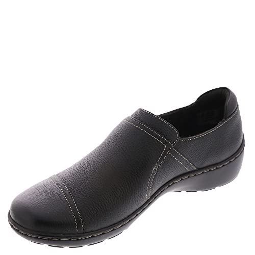 Clarks womens Cora Poppy Loafer, Black Tumbled, 8 US