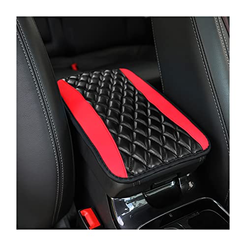 Car Center Console Cushion Pad, Universal Leather Waterproof Armrest Seat Box Cover Protector,Comfortable Car Decor Accessories Fit for Most Cars, Vehicles, SUVs (Red)