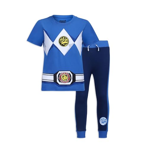 Hasbro Power Rangers Boys Short Sleeve Shirt and Joggers Set for Little Kids – Black/Red or Blue/Navy