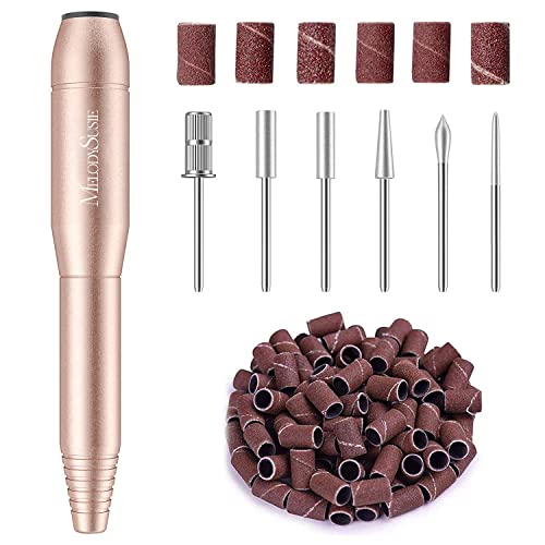 MelodySusie Portable Electric Nail Drill,Compact Efile Electrical Professional Nail File Kit for Acrylic, Gel Nails, Manicure Pedicure Polishing Shape Tools Design for Home Salon Use, Gold