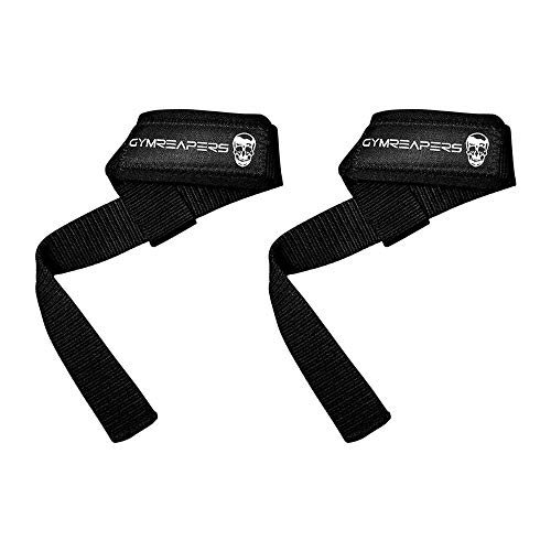 Gymreapers Lifting Wrist Straps for Weightlifting, Bodybuilding, Powerlifting, Strength Training, & Deadlifts - Padded Neoprene with 18' Cotton (Black)